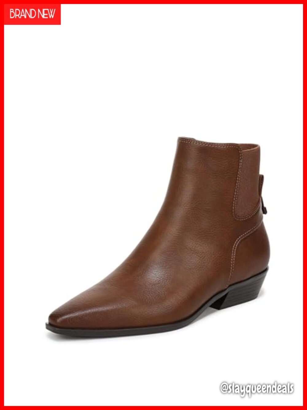 Women's Ankle Boots Snip Toe Block Heel Side Zip Faux Leather